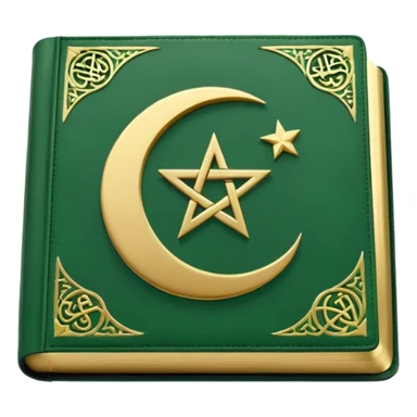 Closed Quran with the Islamic Symbol on it (moon and star) green from left to right sticker