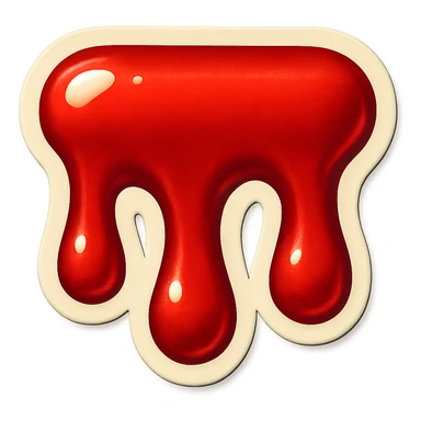 blood drips, short and very wide, retro sticker style sticker