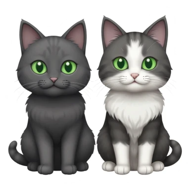 2 different coloured grey cats including one dark grey and white cat and one completely solid dark grey cat with green eyes and only white paws sticker