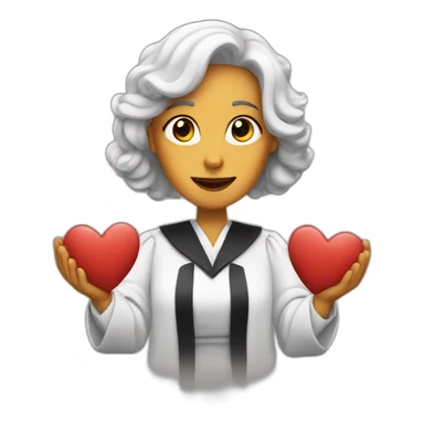 judge shows the heart by her hands sticker