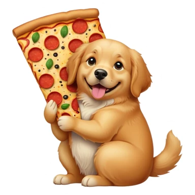 Dog with pizza sticker