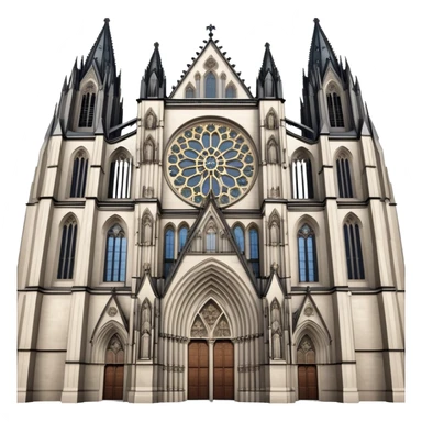 Cinematic Realistic Cologne Cathedral Landmark Emoji, showcasing Gothic architecture rendered with detailed stone textures and majestic, dynamic lighting. sticker