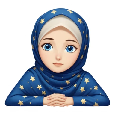Turkish beautiful finish Konya girl blue eyes with starry night hijab dress and watching the sky on the ground  sticker