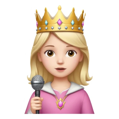 White girl child around 10 with crown and pink microphone sticker