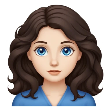 woman with blue eyes and long wavy dark brown hair sticker