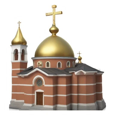 Orthodox church with golden dome and red bricks facade sticker