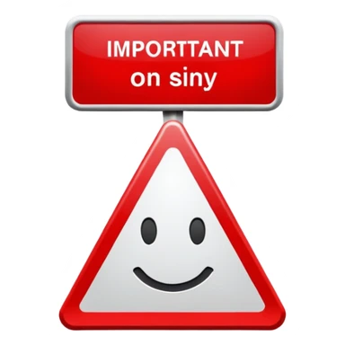 The word "important" on a red sign sticker