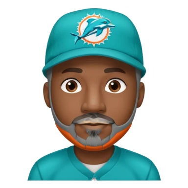 Black man with gray goatee wearing a Dolphins cap sticker