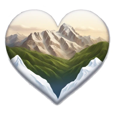 Emoji coeur blanc avec montagne  sticker