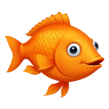ridiculously derpy bright orange fish with wonky eye and goofy smile with drool, super friendly but extremely stupid looking, perfect flat side profile facing right, exactly 90 degrees, one eye visible sticker