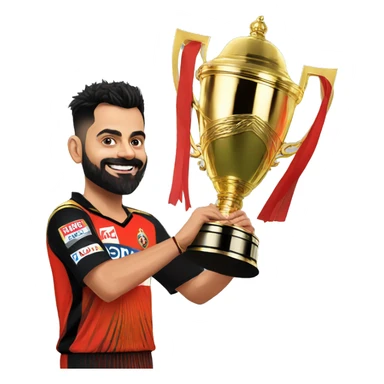 viral kohli with ipl trophy for rcb sticker