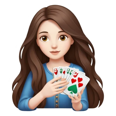  beautiful pale brunette girl with long hair playing uno sticker