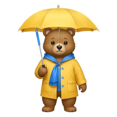 Bear with umbrella, wearing rain coat sticker