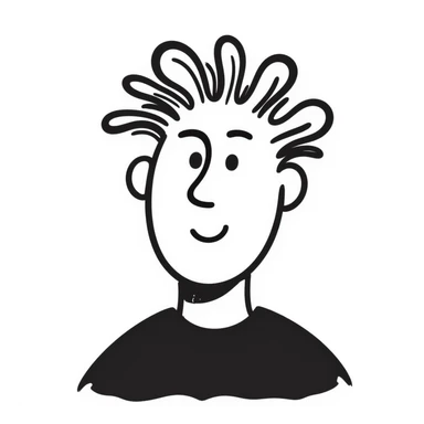 self-portrait transformed into abstract art, doodle style sticker