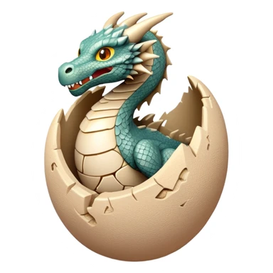 generate realistic detailed stone dragon open egg in 3d style with sand  sticker