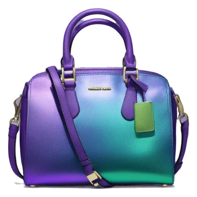 Realistic isolated blue purple and green metallic Michael Kors Satchel purse.  sticker