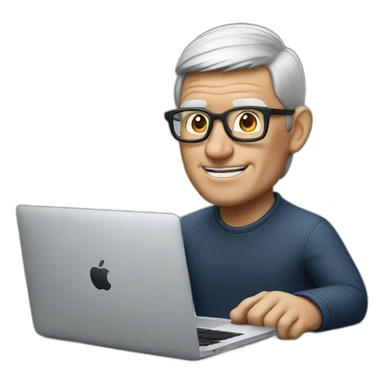 tim cook with a macbook pro sticker