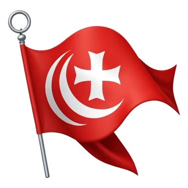 Créame un emoji de una bandera roja con un círculo blanco a un costado y una cruz dentro del circulo boanco no dentro del circulo blanco q este la cruz color negro sticker