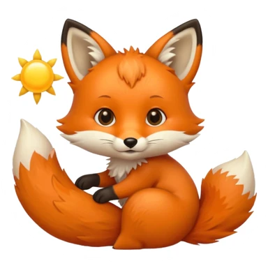 Baby fox holding a sun ☀️🦊 sticker