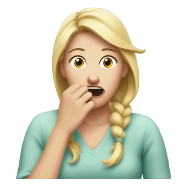 White woman biting her nails anxiously  sticker
