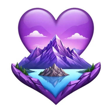 purple heart with a mountain landscape sticker