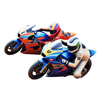 A sleek racing car and motorcycle speeding on a track, leaving a trail of dust behind. The scene captures the thrill of high-speed competition, with blurred motion and vibrant colors, highlighting the dynamic energy of motorsport. sticker