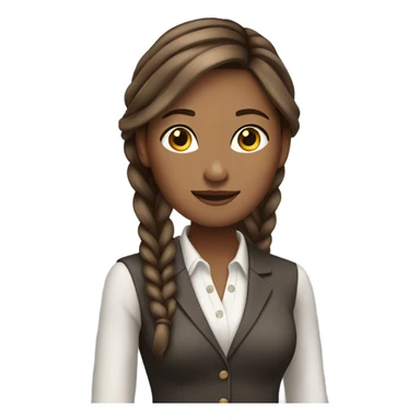 business woman long straight brown hair braid sticker