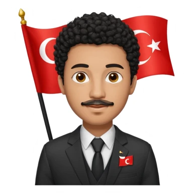 Am I black?Am I black?black curly hair brown eyes 20 years old thin mustache goatee suit with small turkish flag detail on top  sticker