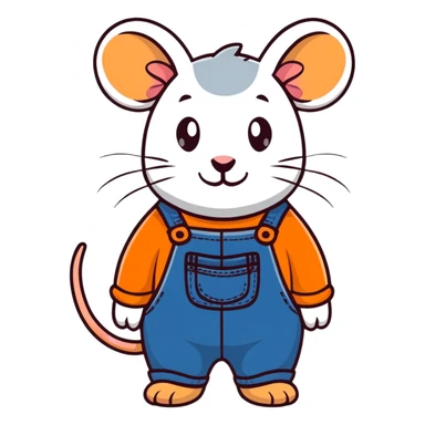 cute rat wearing blue denim overalls sticker