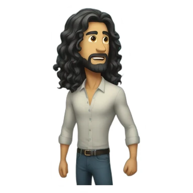 Big wave, man with black long hair standing on it sticker