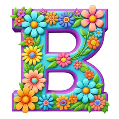 3D, gothic style psychedelic colored Letter Z with hippie style flower border sticker