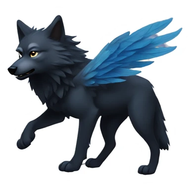 A black wolf whit a blue moon deadem and bird wings sticker