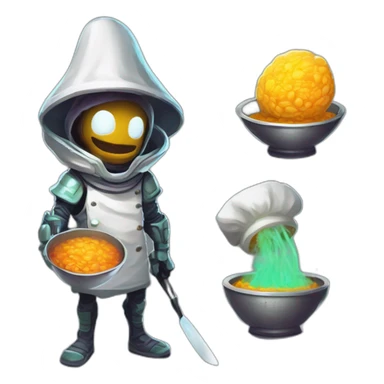 alien chef scifi roguelike rpg style inspired by slay the spire digital art sticker