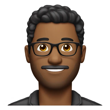 man with black taper fade hair, whith out BEARD, glasses sticker