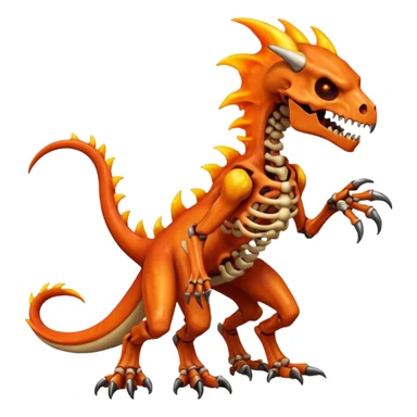 Oily smooth glossy evil sharp edgy badass skeletal fiery skull-faced Charmeleon-Zeraora-Salandit-fusion, full body sticker