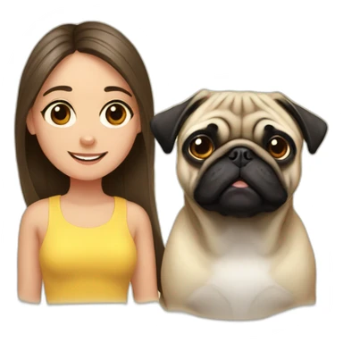 Pug and girl sticker