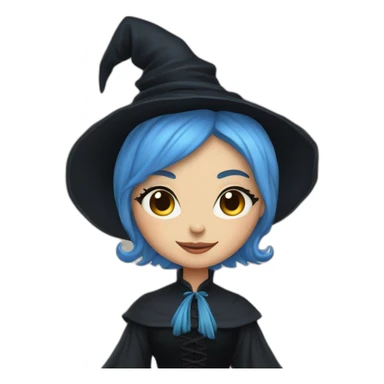 Short Blue-haired witch in black full skirt full length sticker