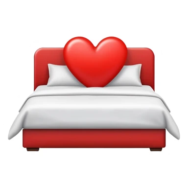 bed with a large red heart replacing the headboard sticker