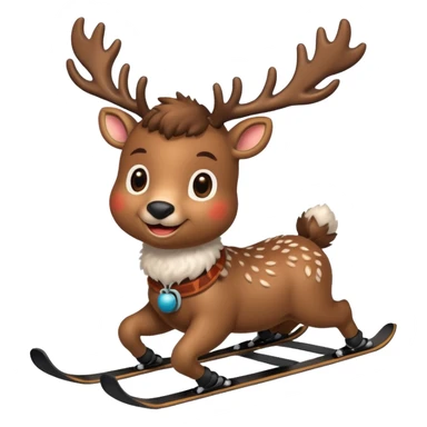 baby reindeer skiing sticker