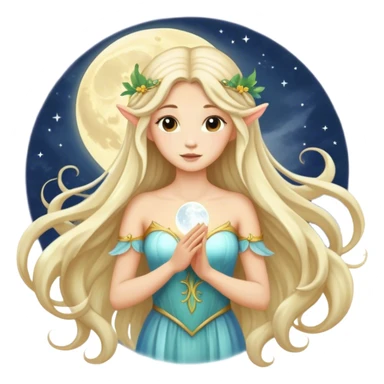 fairy and moon sticker