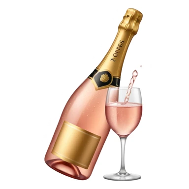 bottle of sparkling rose champagne tilted sideways sticker