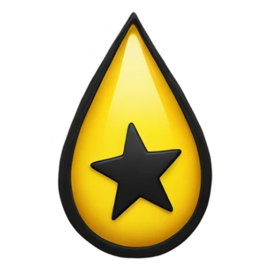 a 2d black star inside a 2d yellow teardrop sticker