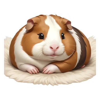 Meme-Worthy Cute Sleeping Brown and White Banded Guinea Pig Portrait Emoji, Head resting peacefully with a contented smile, showcasing a delightfully chubby build and a luxuriously soft banded fur of brown and white, eyes shut in a serene, cozy nap, Simplified yet hilariously adorable features, highly detailed, glowing with a soft, drowsy light, high shine, relaxed and utterly lovable, stylized with an air of playful laziness, bright and heartwarming, soft glowing outline, capturing the essence of a comically sleepy guinea pig, so meme-worthy it feels like it could instantly become the next viral sensation of adorable slumber! sticker
