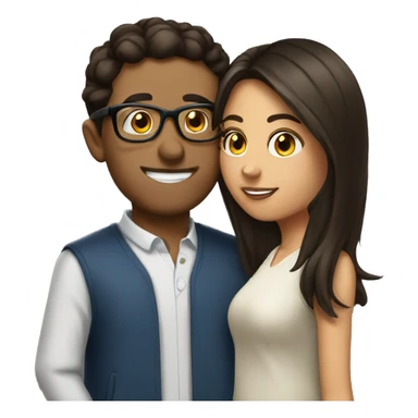 Brunette Guy wearing glasses kissing brunette girl sticker