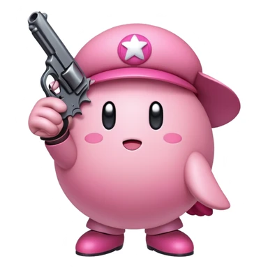 Kirby with pistol sticker