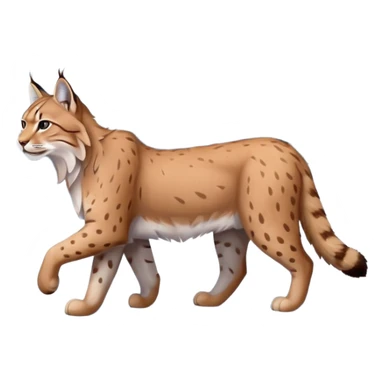 Eurasian Lynx walking in the snow beautiful aesthetic, snowy ground, snow falling around, wooden pine trees in the background, full aesthetic scenic image scenery sticker