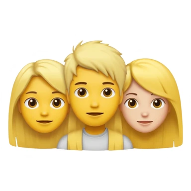 3 people, all yellow emoji skin color but different hair colors next to each other  sticker