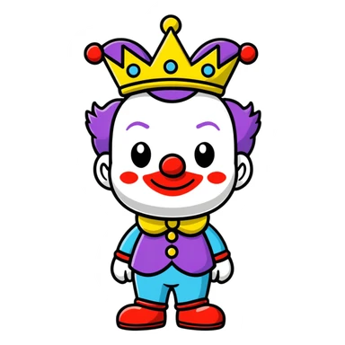 funkopop style clown wearing crown sticker