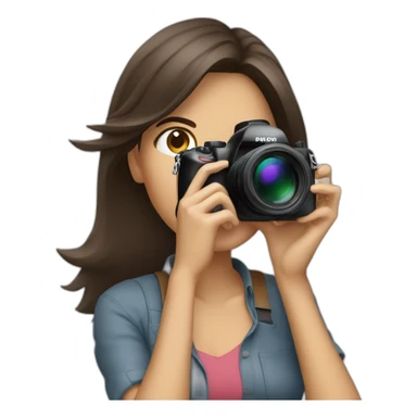 woman photographer camera covering face brunette sticker