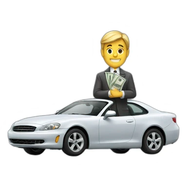 Men with car and money sticker
